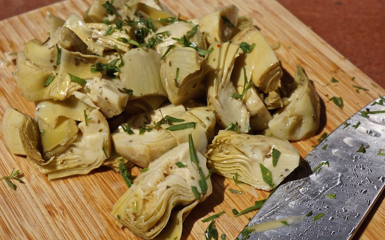 Marinated ARtichoke hearts on romaine copy