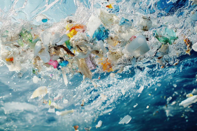 polution ocean. plastic. Ecological problem of garbage in the oceans. created by ai